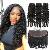 VIPbeauty Burmese Curly  3 Bundles With 13*4 Lace Frontal Closure Brazilian Human Hair